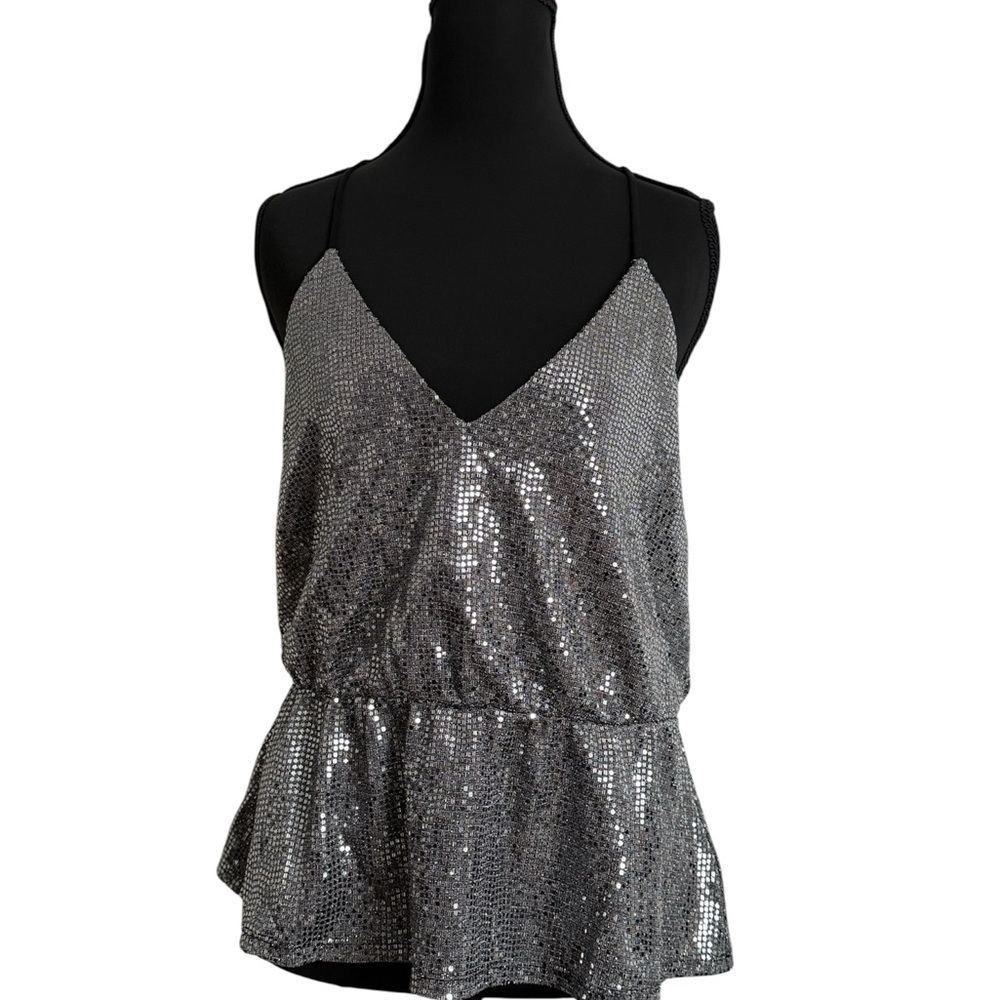 Express Metallic Silver Tank Top